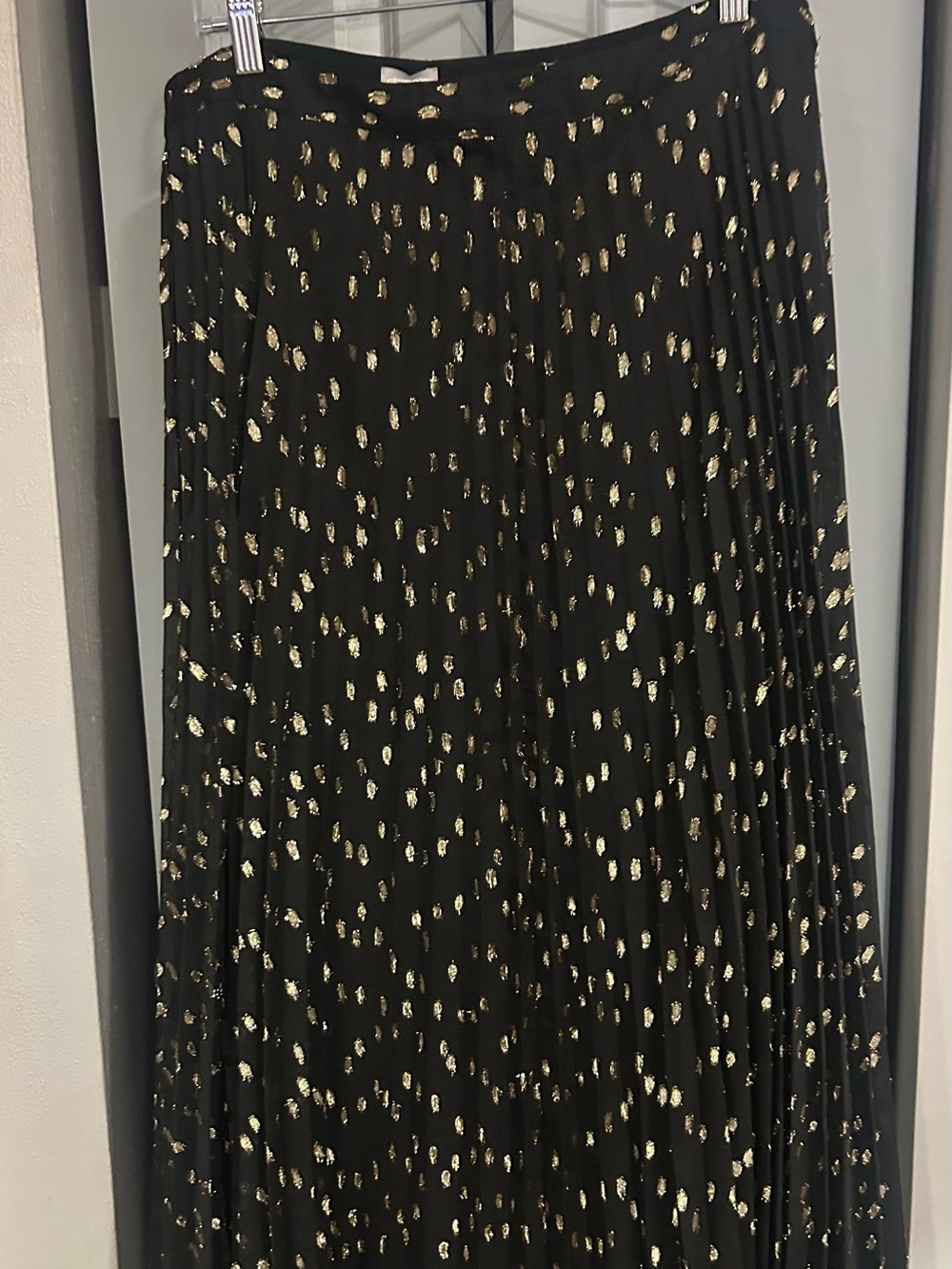 Chico's Black Maxi Skirt with Gold Dot Accent